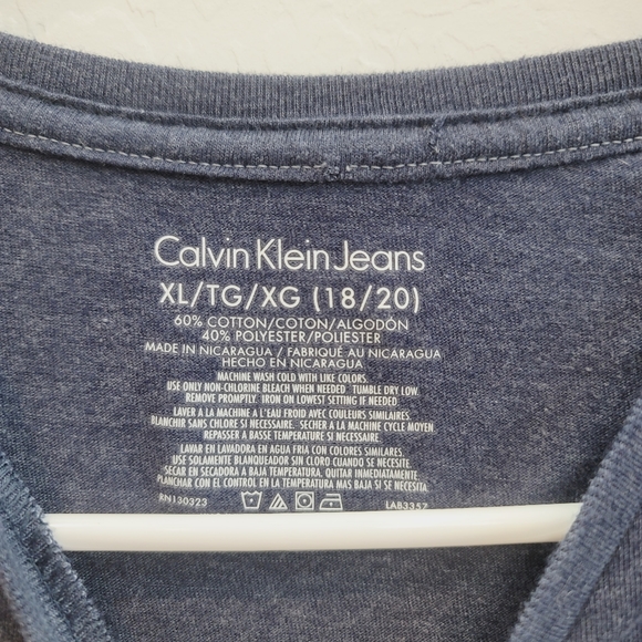 💕 Calvin Klein Jeans Blue Short Sleeves Pullover Top Kid's Size XL - Picture 4 of 9